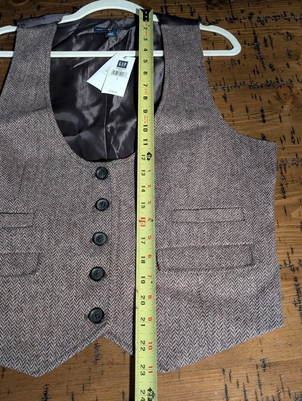 NWT- Gap L herringbone 100% Wool Vest